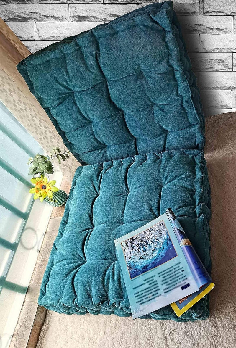 Verpert Floor Pillow 25x25 Inch, Square Meditation Cushion Floor Seating for Adults, Oversized Tufted seat Cushion Reading Nook for Kids, Yoga Meditation Pillow for Sitting on Floor (Turquoise) - Image 3